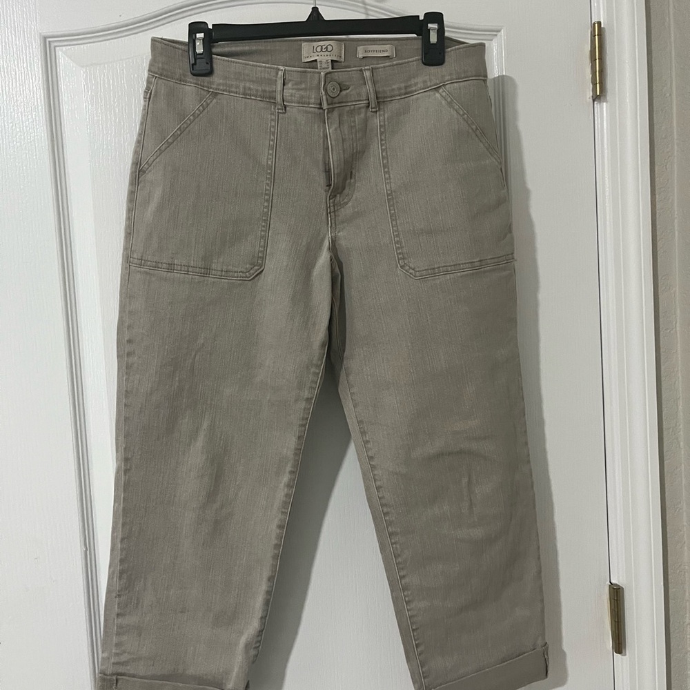 LOGO by Lori Goldstein Taupe Cropped Pants